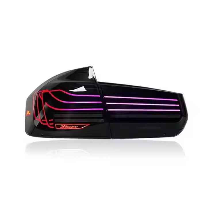 BMW 3 Series F30 (2012–2018) galiniai LED žibintai su RGB ir modifikuotais posūkio bei stabdžių signalais