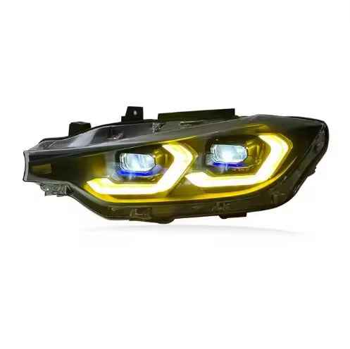 BMW 3 Series F30/F31 (2012–2018) LED priekiniai žibintai su geltonos ir baltos spalvos dienos šviesomis, 36 W, 6000 liumenų, plug-and-play