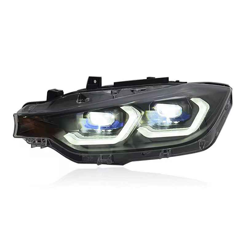 BMW 3 Series F30, M3 F80 (2012–2018) lazeriniai priekiniai žibintai su dvigubo spindulio lęšiu ir dienos šviesomis