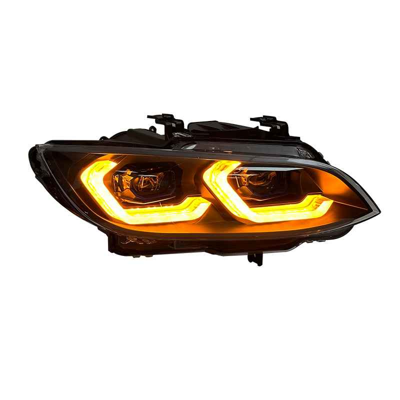 BMW 3 Series E92 E93 (2006–2009) LED priekinis žibintas su trigubos spalvos dienos šviesomis, 335i ir 328i modeliams