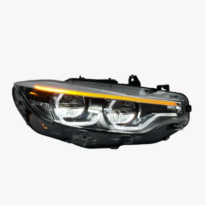BMW F32 F33 F36 F80 F82 (2013–2019) LED priekiniai žibintai su trijų spalvų dienos šviesomis (raudona, geltona, balta)