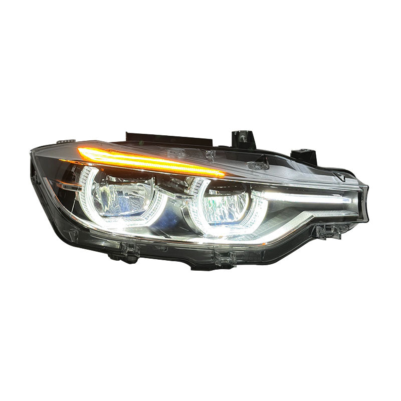 BMW F30 2016–2019 LED priekiniai žibintai – dviejų spalvų dienos žibintai (DRL), „Plug & Play“ montavimas