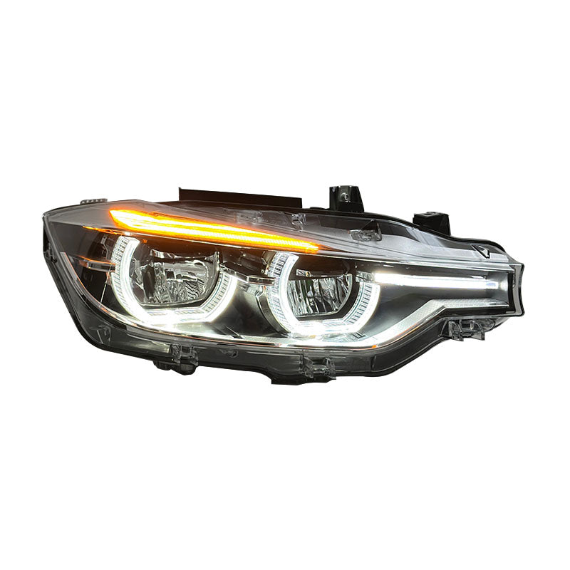 BMW F30 2016–2019 LED priekiniai žibintai – dviejų spalvų dienos žibintai (DRL), „Plug & Play“ montavimas