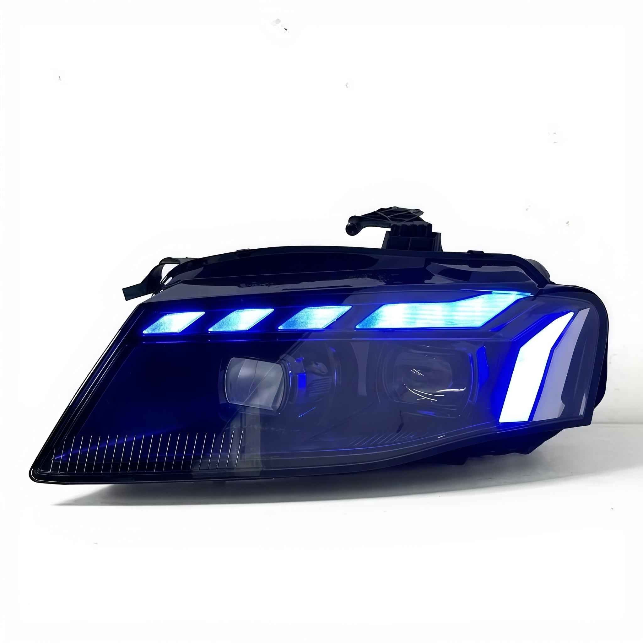 Audi A4 B8 (2008–2012) priekinių žibintų atnaujinimas į RS stiliaus LED su dienos šviesų sistema