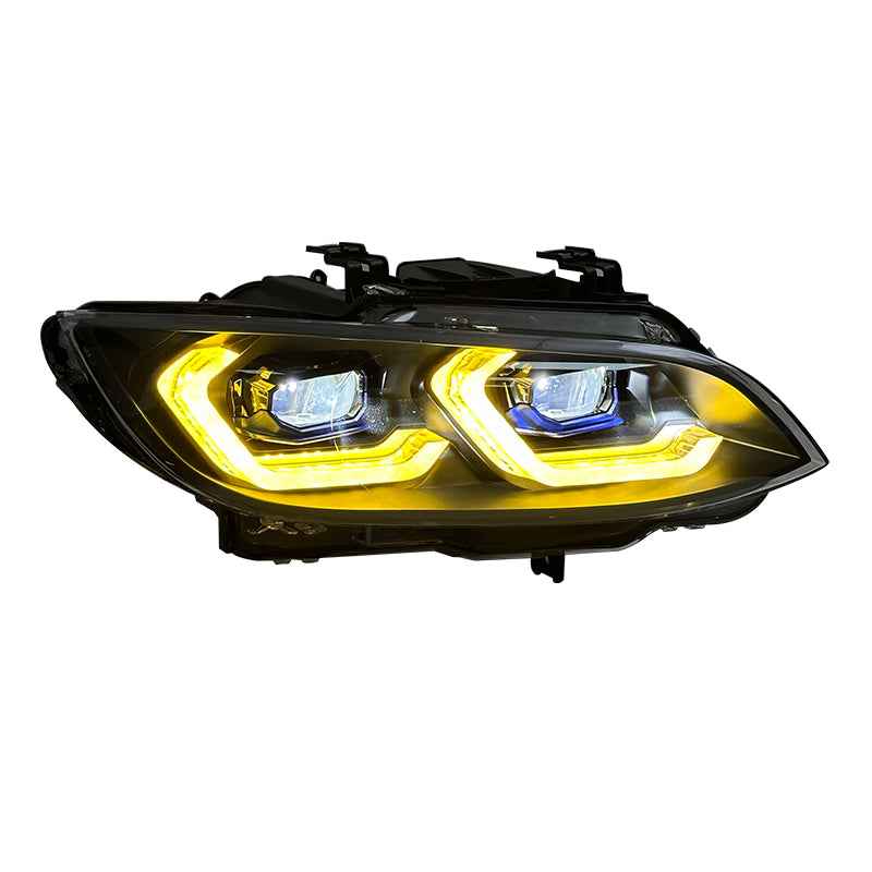 BMW 3 Series E92 E93 (2006–2009) LED priekinis žibintas su trigubos spalvos dienos šviesomis, 335i ir 328i modeliams