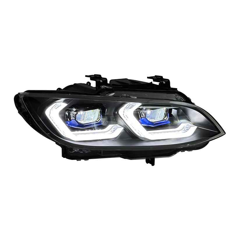 BMW 3 Series E92 E93 (2006–2009) LED priekinis žibintas su trigubos spalvos dienos šviesomis, 335i ir 328i modeliams