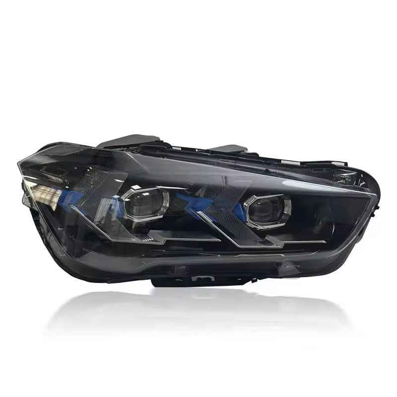 BMW X1 F48 F49 (2016–2019) priekiniai LED lazeriniai žibintai „Snake Eyes“ su dienos šviesomis