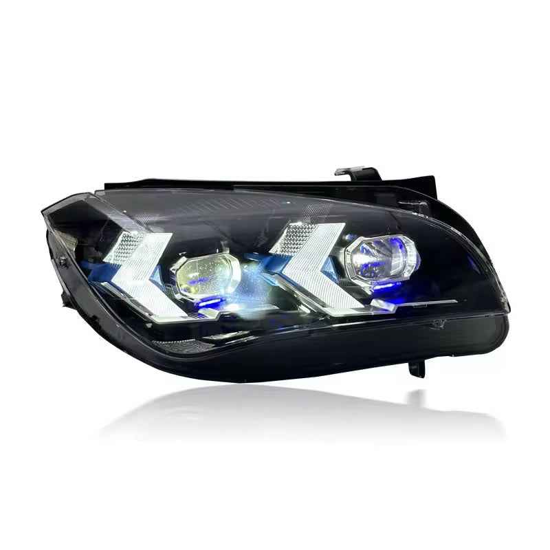 BMW X1 E84 (2009–2015) priekinis LED žibintas su dvilypėmis geltonos ir baltos spalvos dienos šviesomis