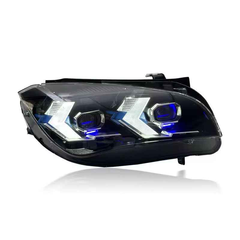 BMW X1 E84 (2009–2015) priekinis LED žibintas su dvilypėmis geltonos ir baltos spalvos dienos šviesomis