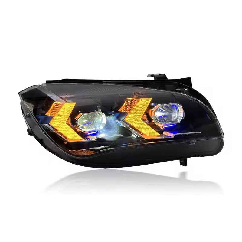 BMW X1 E84 (2009–2015) priekinis LED žibintas su dvilypėmis geltonos ir baltos spalvos dienos šviesomis