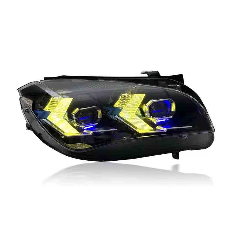 BMW X1 E84 (2009–2015) priekinis LED žibintas su dvilypėmis geltonos ir baltos spalvos dienos šviesomis