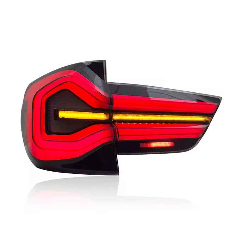 BMW X3 F25 (2010–2017) galiniai LED žibintai su „Streamer“ posūkio indikatoriais, modifikuota F į G serijos versija