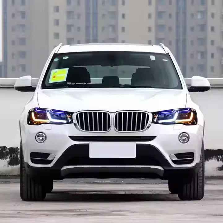 BMW X3 F25 (2014–2017) priekiniai LED žibintai su pilnu LED posūkio signalu, modernizuoti pagal F to G dizainą