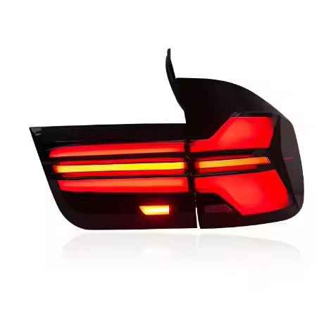 BMW X5 E70 (2007–2013) LED galiniai žibintai su atbulinės, stabdymo ir dienos šviesomis (F į G dizainas)