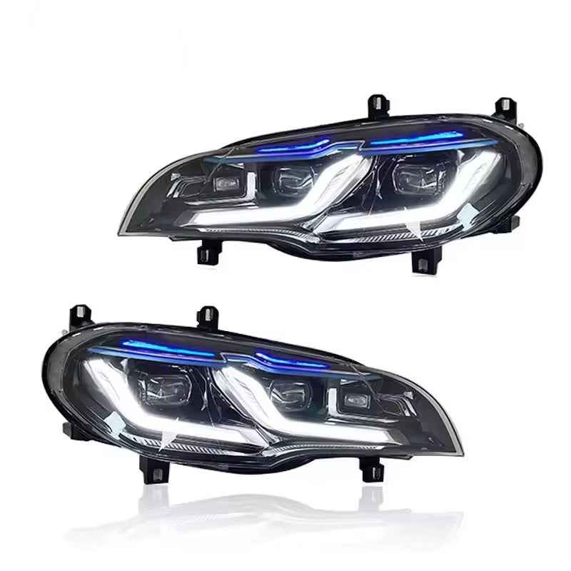 BMW X5 E70 (2007–2013) pilni LED priekiniai žibintai „Plug and Play“ sistema