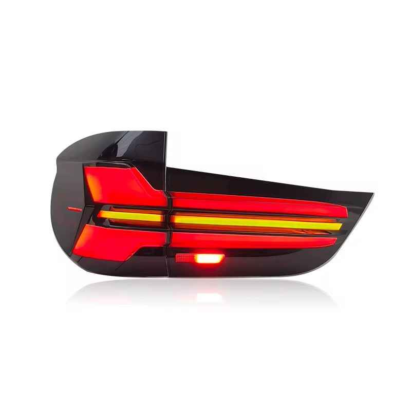 BMW X5 F15 (2014–2018) galinis LED žibintas su modifikuotomis posūkio signalų šviesomis, „F to G“ dizainas