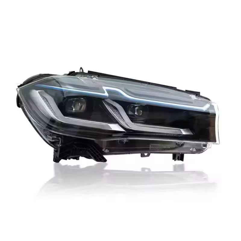 BMW X5 F15 (2013–2019) LED priekiniai žibintai su M5 „Bicofal“ lęšiais ir atnaujinimu